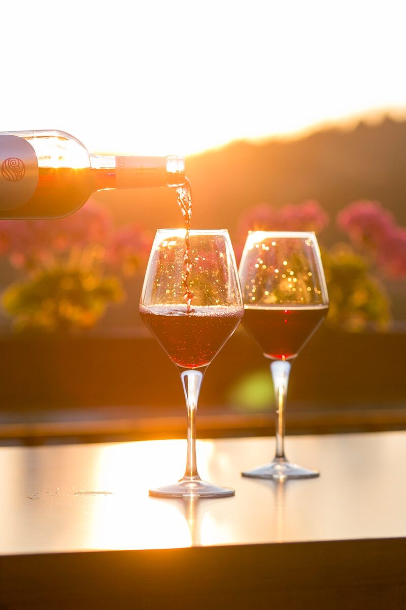 Wine glass on table