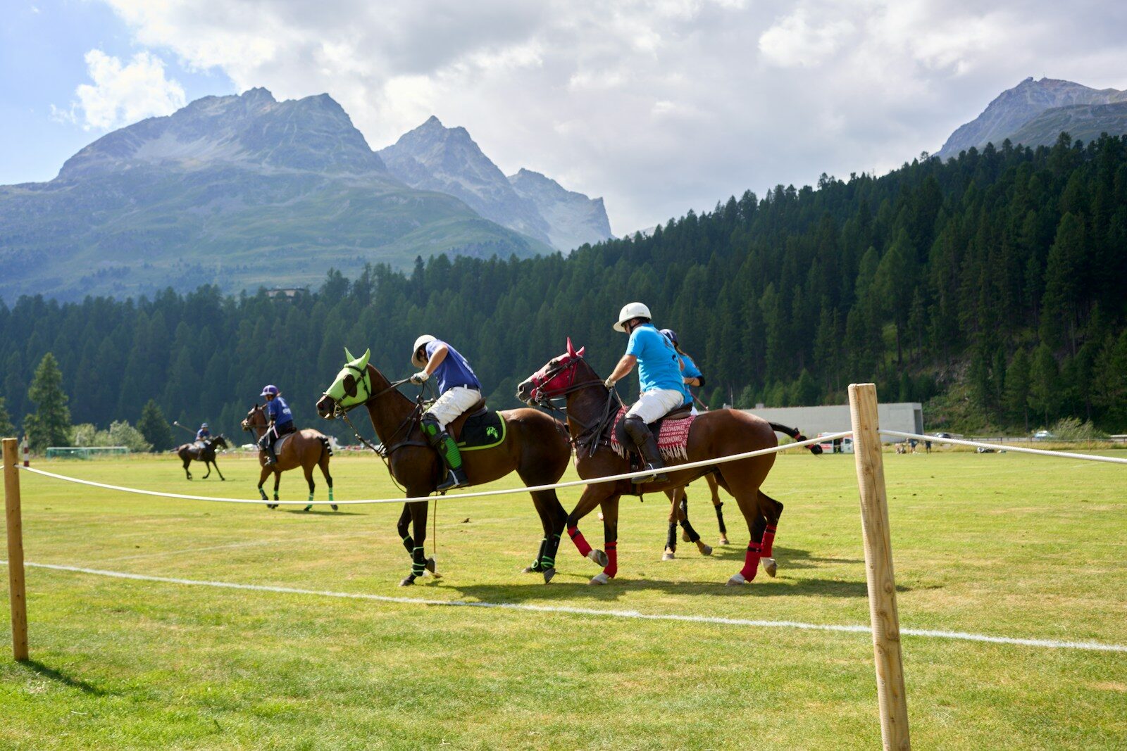 Jockeys racing horses on a track